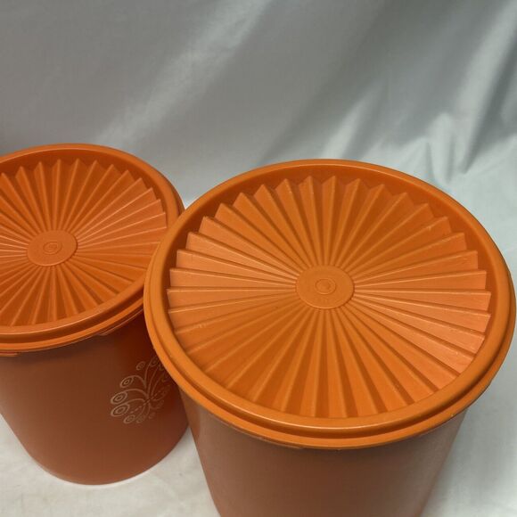 Set 4 Tupperware Canister Set Lid Orange 805-6, 805-13, 809-13, 807-12 - Picture 13 of 13